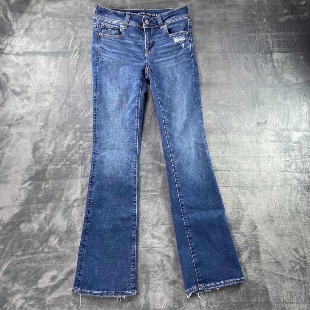 American Eagle Womens Jeans Blue Size 0 Reg Kick Boot Denim Medium Wash